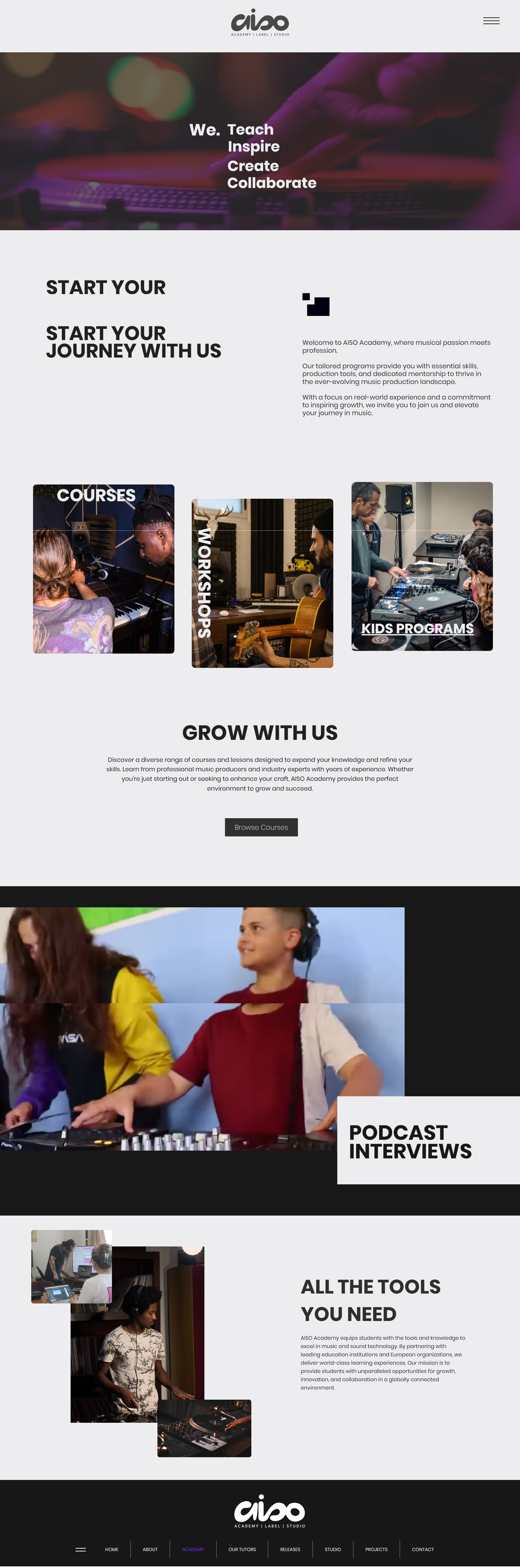 AISO Academy website — alternate view